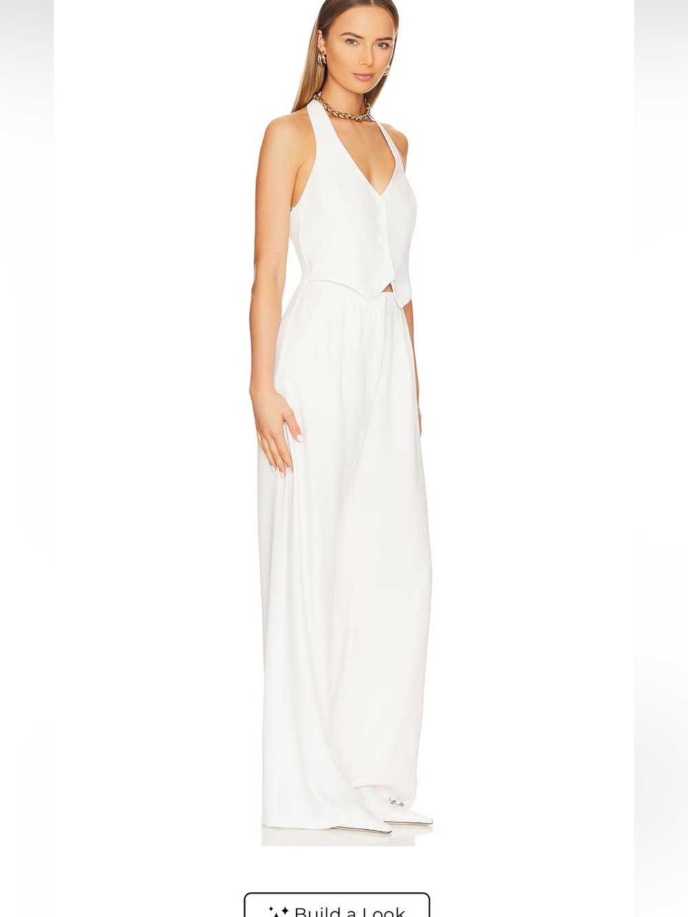 Amanda Uprichard White Halter Wide-Leg Jumpsuit - Picture 2 of 4